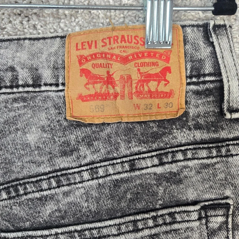 Levi's 569 Jeans Mens 32x30 Gray Acid Wash Relaxed Straight stretch denim